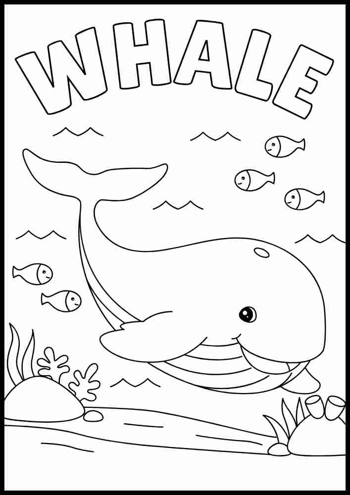 Whale Interactive Coloring Page. Color Online, Download and Print.